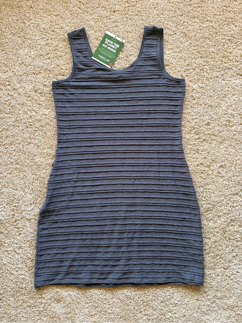 Toad&Co Samba Flow Tank Dress Gray Organic Cotton Ribbed XL NWT